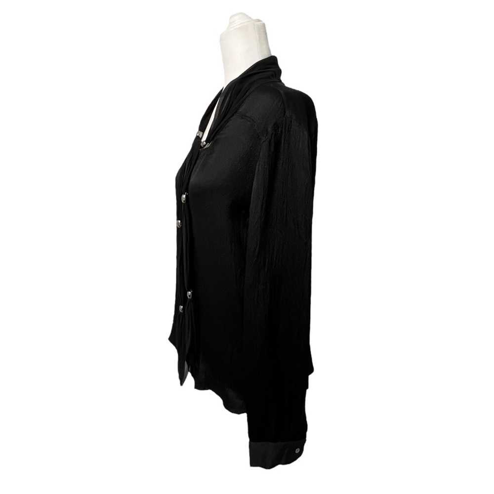 Roberto Cavalli Black Silk Blouse with Tie Detail - Picture 3 of 14